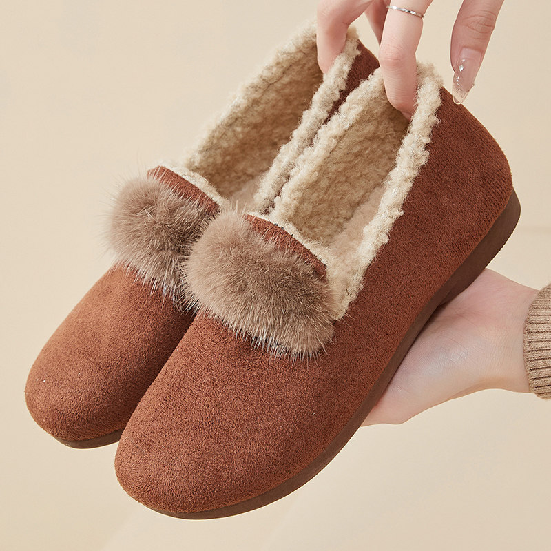 2025冬季新款老北京布鞋豆豆鞋女加绒加厚一脚蹬棉鞋外穿毛毛鞋,淘宝优惠券,粉丝福利购,淘宝优惠卷