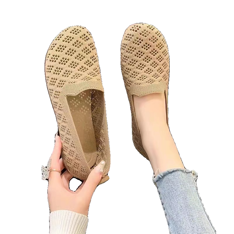 2024夏季新款飞织透气软底软面女士单鞋百搭舒适平底一脚蹬女网鞋,淘宝优惠券,粉丝福利购,淘宝优惠卷