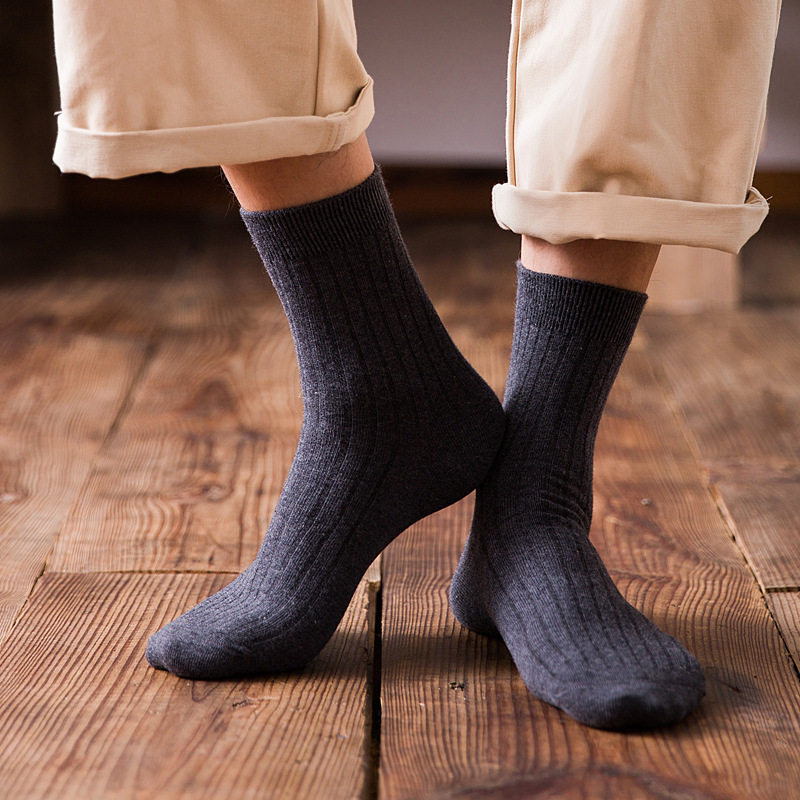秋季男士纯棉双针抽条纯色商务袜子 斯布伦服饰短袜/打底袜/丝袜/美腿袜