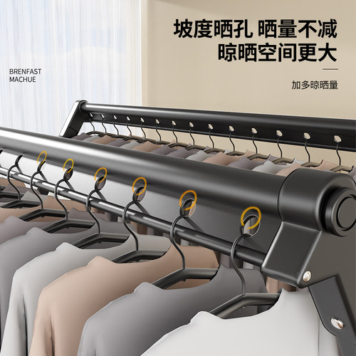 X晾衣架落地家用阳台可折叠防风凉衣杆室内挂衣服伸缩晒被子神器 - 图1