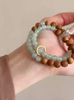 新中式多层檀木葫芦串珠手链中国风复古高级感手串小众轻奢手饰女