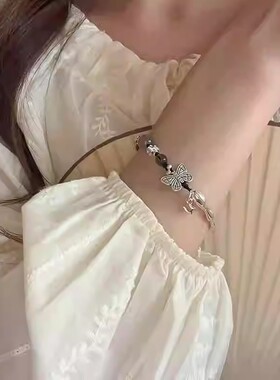 新中式国风彩色琉璃复古蝴蝶串珠手链国潮甜美手串个性百搭手环女