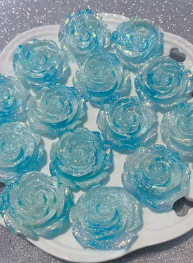 极光猫眼大玫瑰【卡4.4CM】手工DIY饰品-萤火虫夜光树脂花