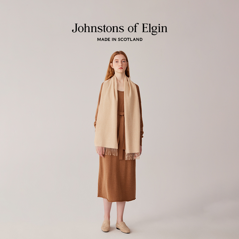 【端午礼物】Johnstons of Elgin经典纯羊绒围巾男女款纯色礼盒 - 图0