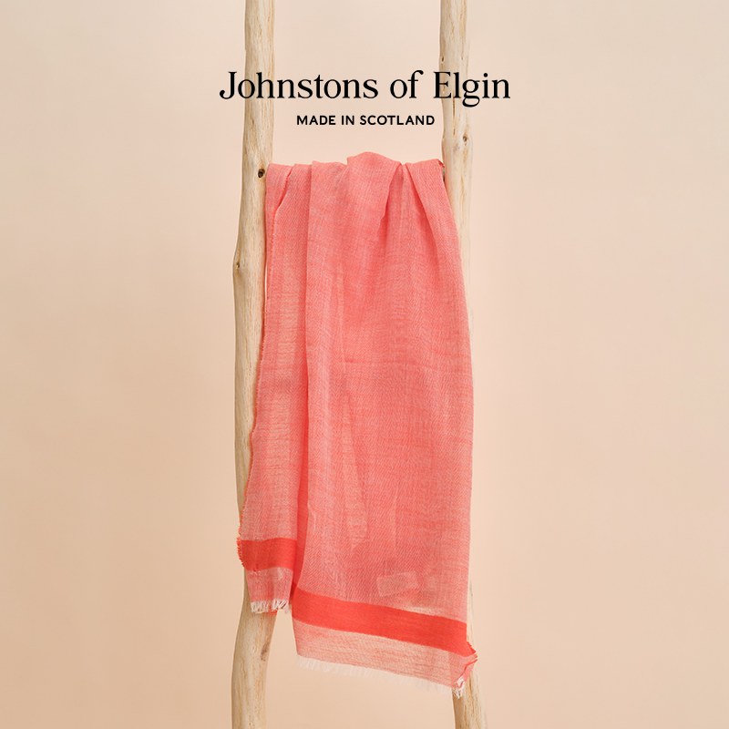 【春夏披肩】Johnstons of Elgin轻薄羊毛混纺披肩多巴胺外搭丝巾 - 图1