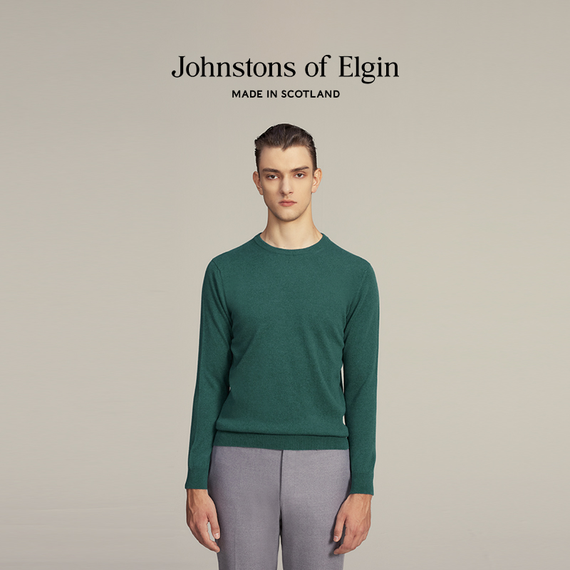 【限时9折】Johnstons of Elgin经典圆领套头羊绒衫男毛衣秋冬 - 图2