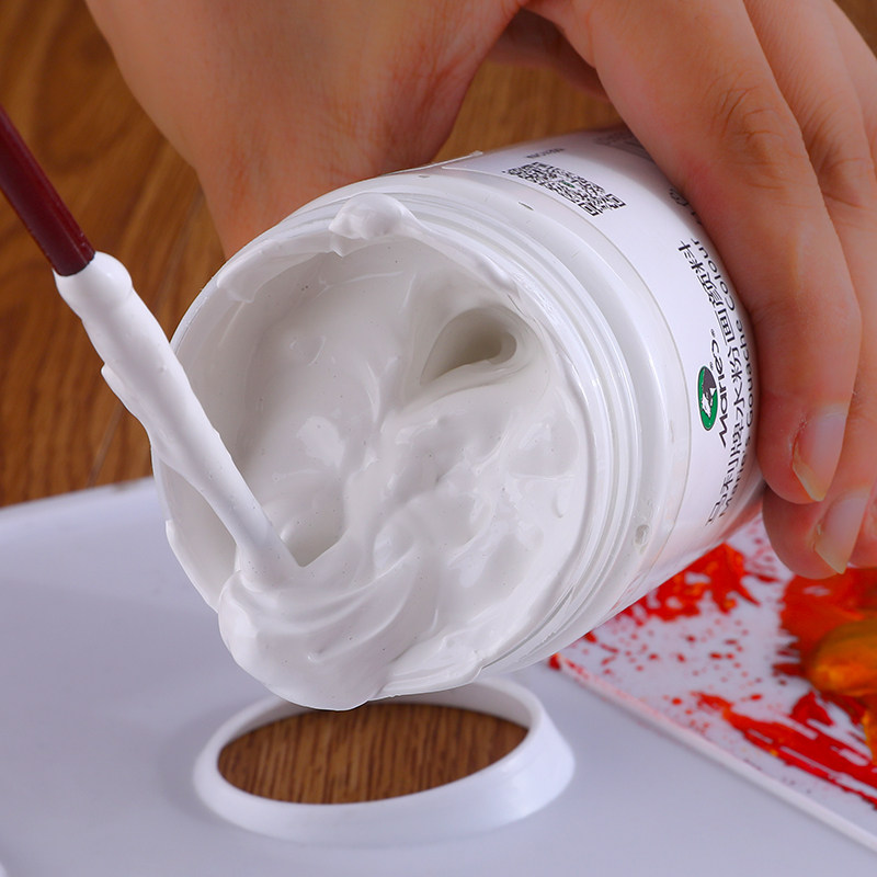 柠檬黄300ml大瓶罐装单支白色水粉画颜料初学者美术色彩白色颜料玛丽