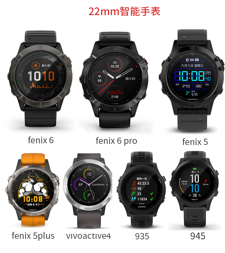 佳明Forerunner235/735XT表带扣飞耐时Garmin Fenix7/Fenix6/Fenix5/Forerunner935/945/955/965/245/255胶圈 - 图0