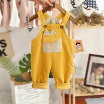 Child holding baby bag pants girl pants spring and summer style light core suede tennis net red loose baby holding baby bag pants boy pants