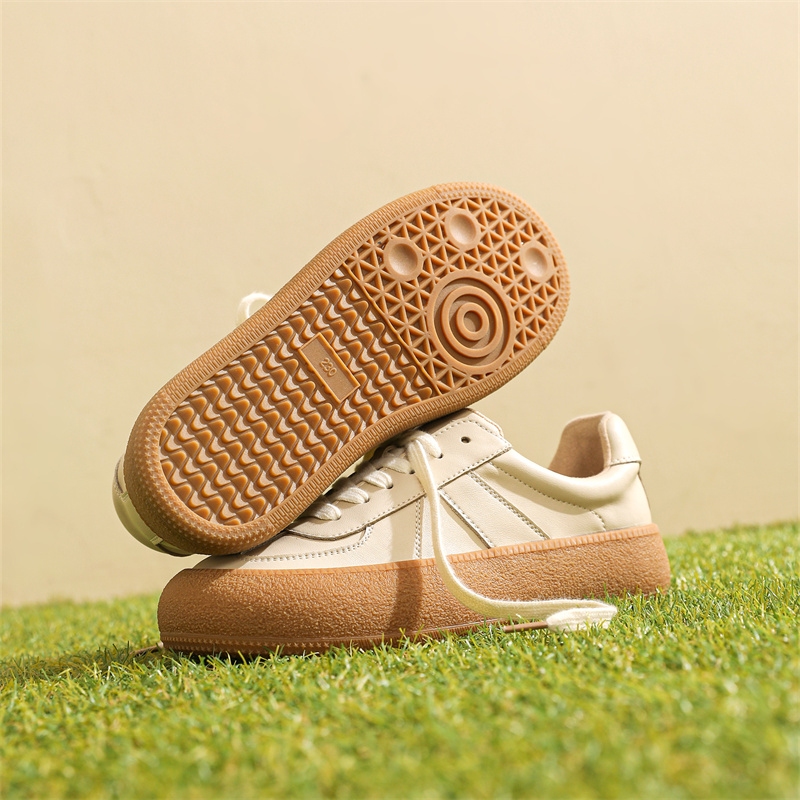 吉步真皮厚底德训鞋女复古运动单鞋蓬蓬鞋休闲平底板鞋百搭女鞋子,淘宝优惠券,粉丝福利购,淘宝优惠卷