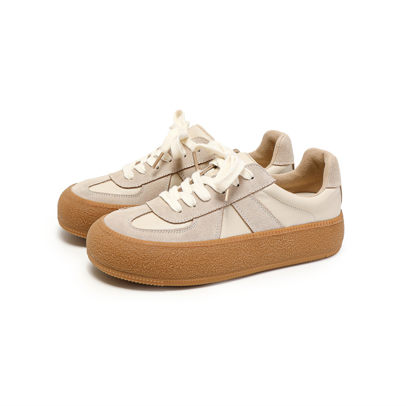 吉步真皮厚底德训鞋女复古运动单鞋蓬蓬鞋休闲平底板鞋百搭女鞋子,淘宝优惠券,粉丝福利购,淘宝优惠卷