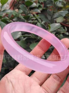 2025玉髓手镯巴西冰种细条加厚粉玉髓手镯西安芙蓉玉手镯女款玉石