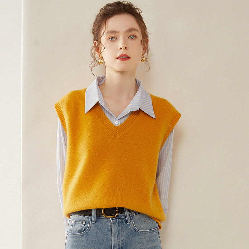 不可方物！V领羊绒马甲女秋冬加厚保暖无袖毛衣宽松羊毛针织坎肩,淘宝优惠券,粉丝福利购,淘宝优惠卷