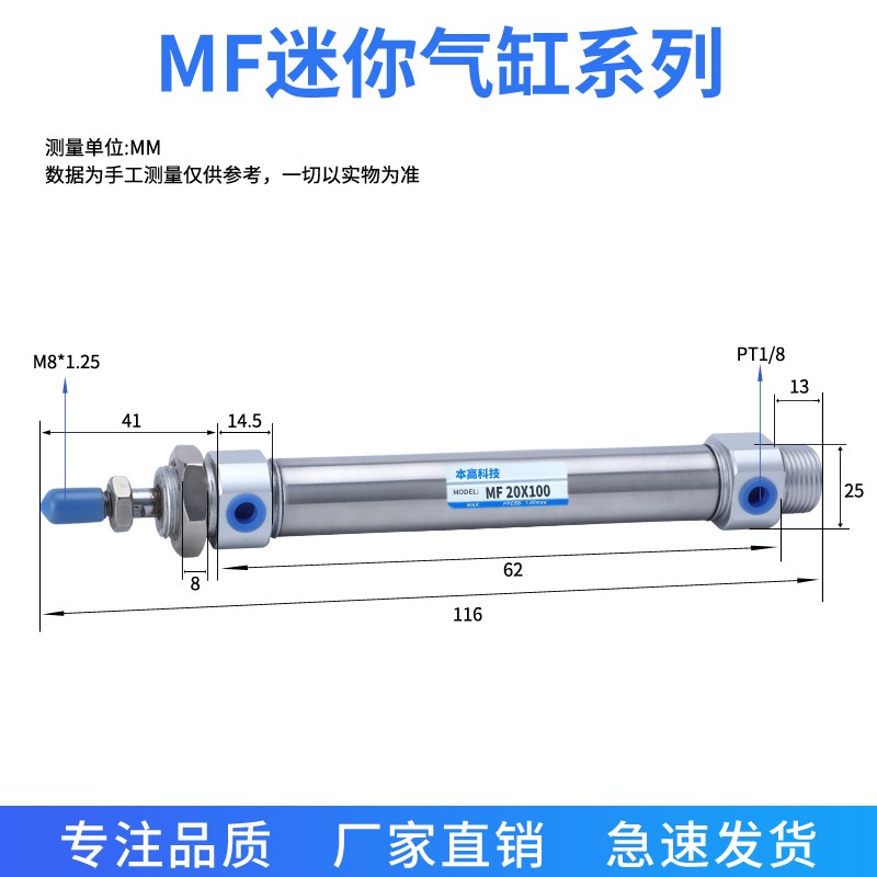 SMC气缸CM2E/CDM2E32*125/CDM2E40-10-25-50-75-100-150-200Z/AZ-图0