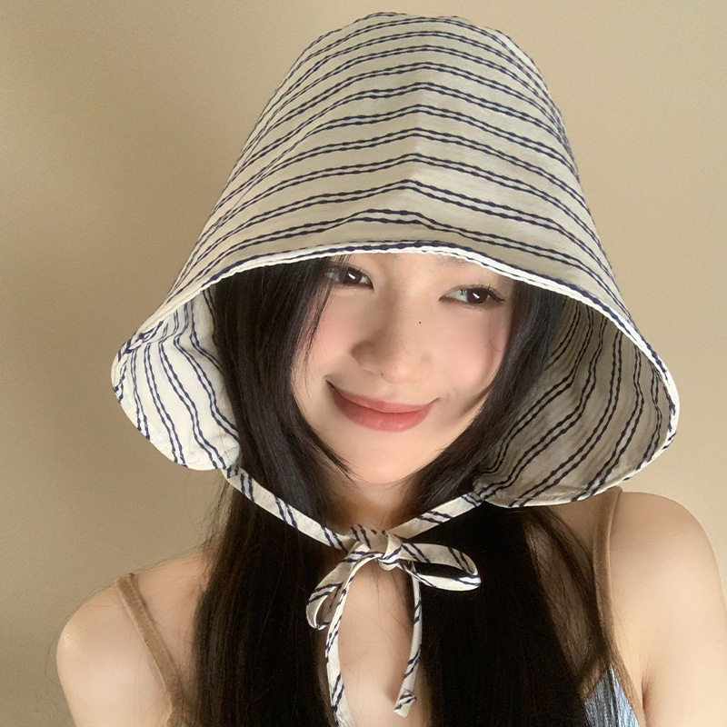 花儿与少年马思纯同款帽子日系条纹帽檐渔夫帽遮阳防晒帽头巾遮耳,淘宝优惠券,粉丝福利购,淘宝优惠卷