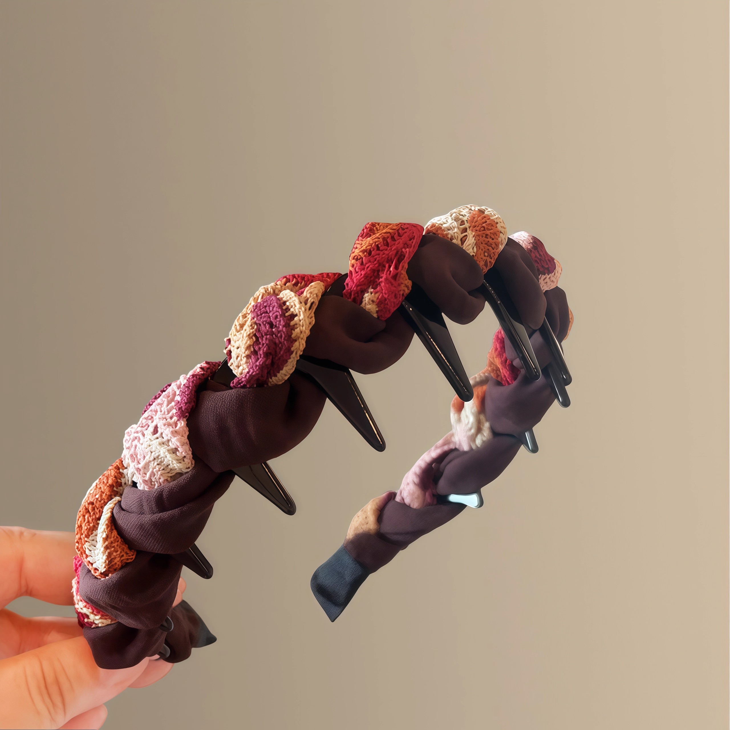 橘生淮南！气质拼色绕线带齿发箍高颅顶甜美百搭洗脸头箍旅行发卡 - 图2