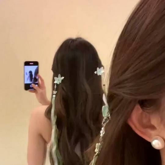 Butterfly tassel ribbon hairpin double ponytail hair accessory