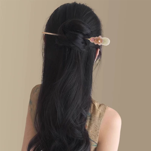 Розовая милая китайская шпилька из белого нефрита, атмосферная заколка для волос, в цветочек