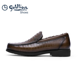 金利来男鞋秋冬男鞋保暖加绒乐福鞋真皮豆豆鞋软底单鞋一脚蹬皮鞋