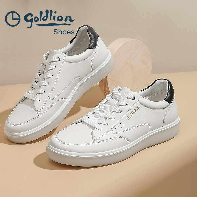 Goldlion/金利来小白鞋男25四季真皮板鞋男士休闲运动鞋日常通勤 - 图3