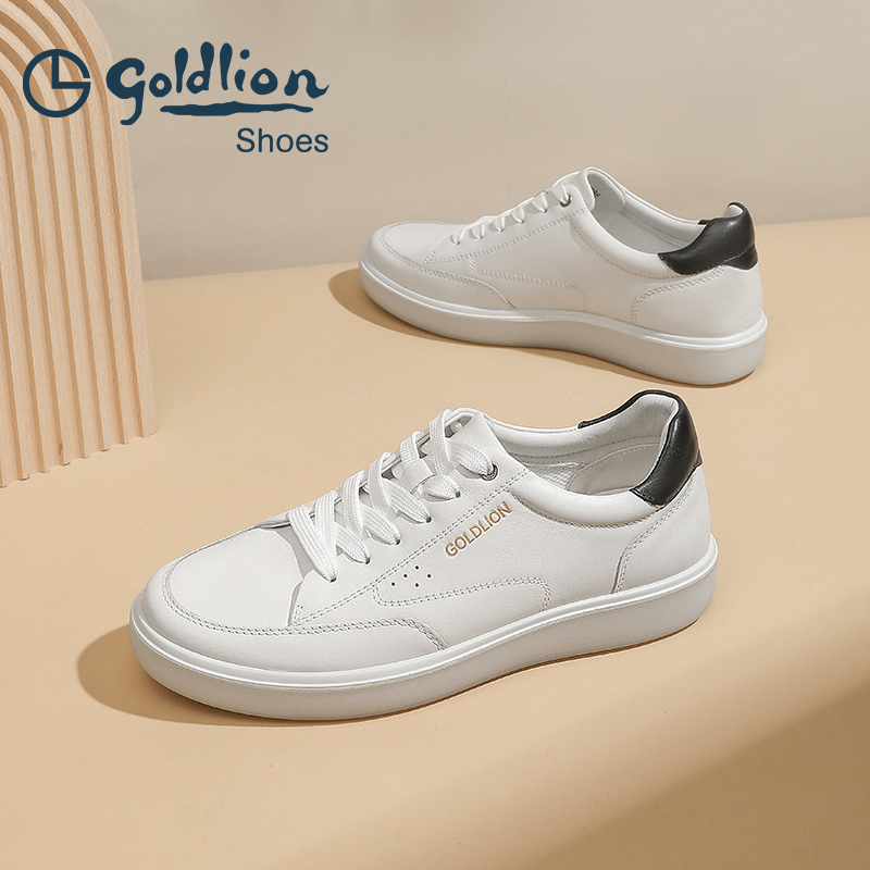 Goldlion/金利来小白鞋男25四季真皮板鞋男士休闲运动鞋日常通勤 - 图2