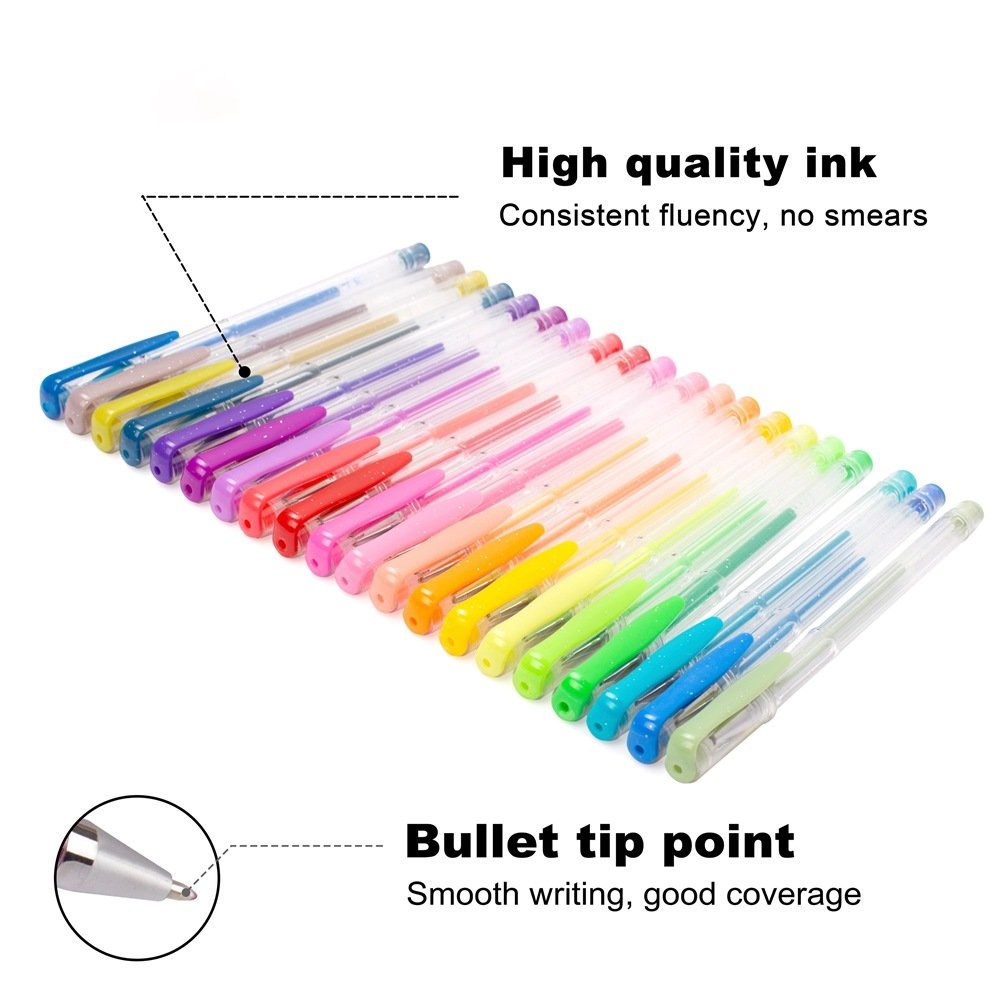 48/60/100/120色彩色中性笔闪光笔凝胶笔荧光彩色笔套装多色-图0