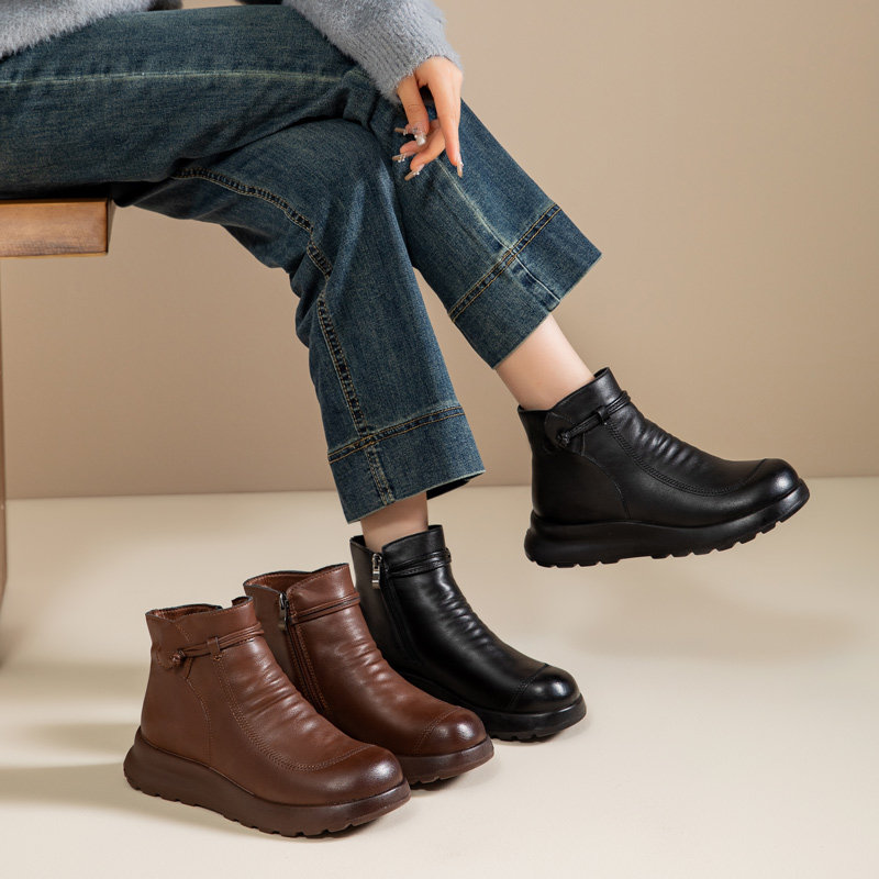 妈妈鞋棉鞋真皮中老年女鞋防滑中年软底中老年人羊毛女平底皮鞋女,淘宝优惠券,粉丝福利购,淘宝优惠卷