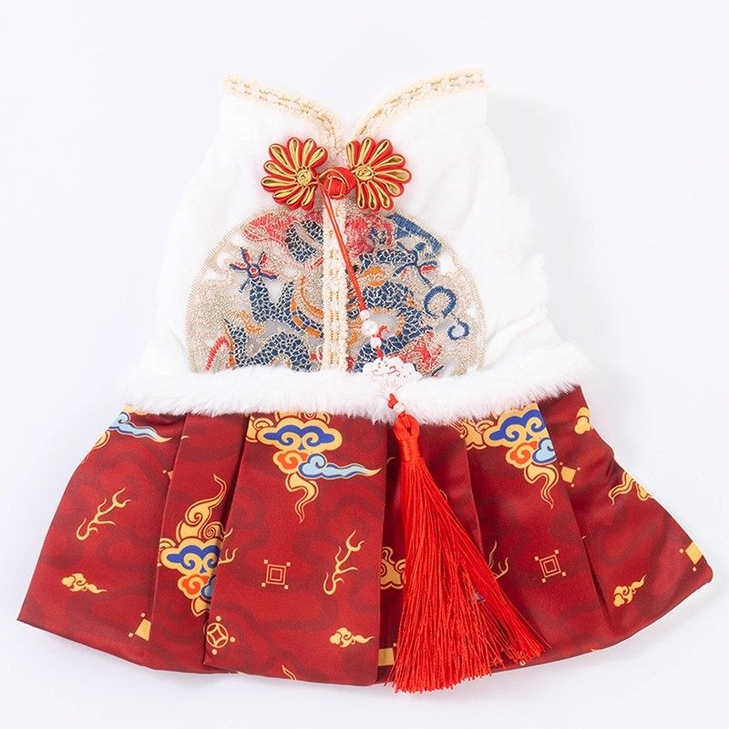 猫咪新年衣服精致唐装冬季加厚保暖新年喜庆宠物公主裙小狗狗裙子,淘宝优惠券,粉丝福利购,淘宝优惠卷