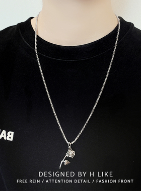 复古吊坠双层叠加链蛇骨情侣钛钢