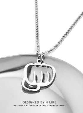 拳击手套钛钢蛇骨链男女项链吊坠