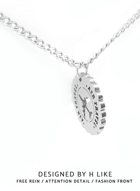 简约飞机徽章项链吊坠配饰钛钢