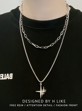 北极星项链吊坠饰品钢双层叠情侣