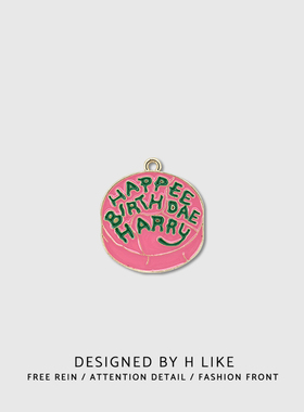 园牌英文粉色卡通礼物钛钢项链配饰吊坠女可爱不掉色复古学生简约