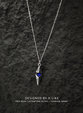 原创设计菱形吊坠男士项链吊坠新