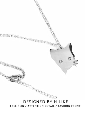 猫咪潮酷男女小动物卫衣短款项链