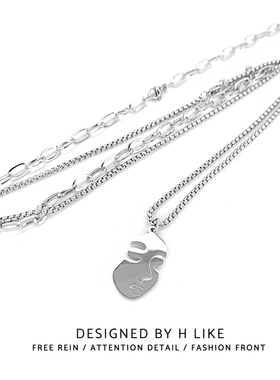 ins钛钢女双层叠加卫衣潮项链