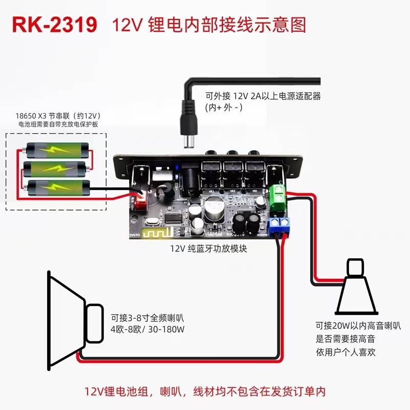 改装蓝牙5.0功放模块接收器音响蓝牙音频配接器车载音箱功放板-图2