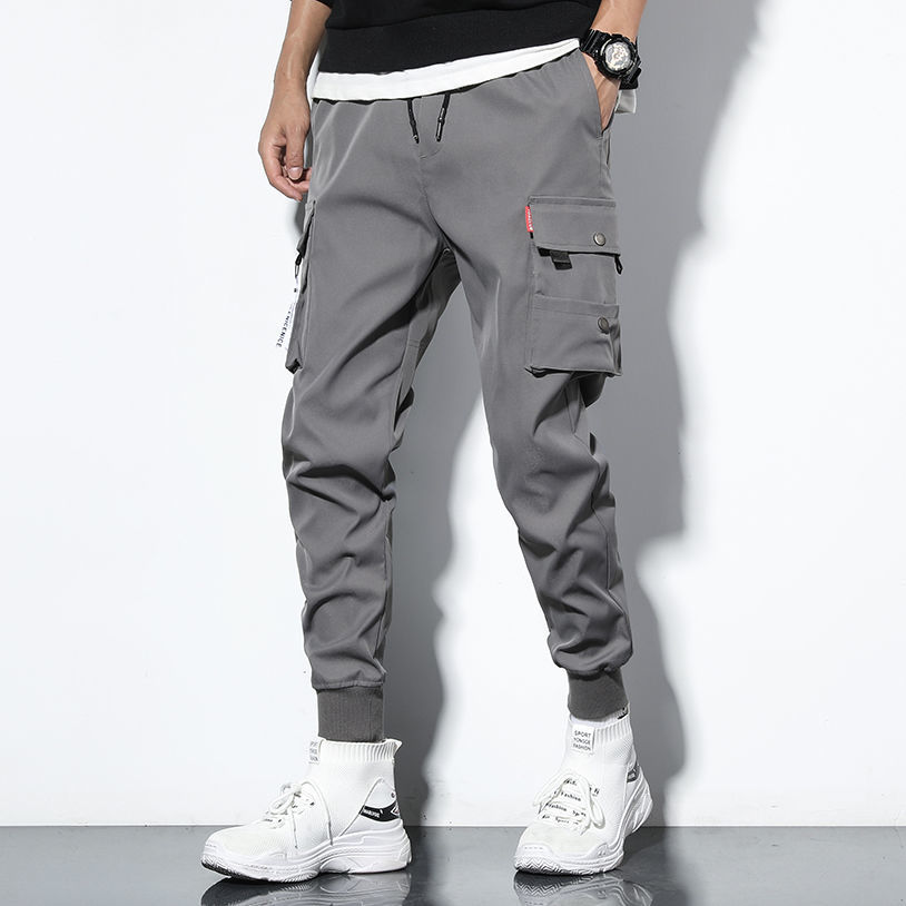 工装裤夏季潮流束脚哈伦学生九分裤 qrir休闲裤