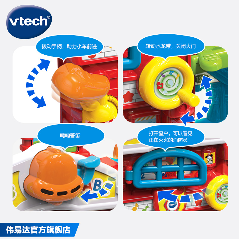 VTech伟易达轨道车声光拯救消防局汽车赛车滑梯滑道电梯玩具套装 - 图2