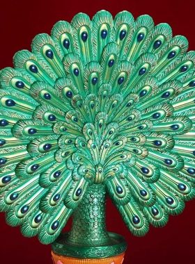 孔雀开屏摆件家居装饰品客厅玄关办公室桌面摆设工艺品乔迁送礼品