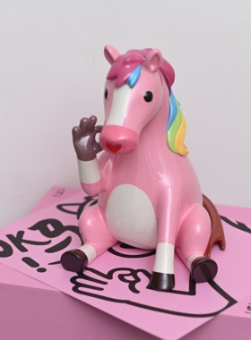 构得x粉色创意马摆件《OK吗？OK马》可爱卡通桌面装饰品新年礼物