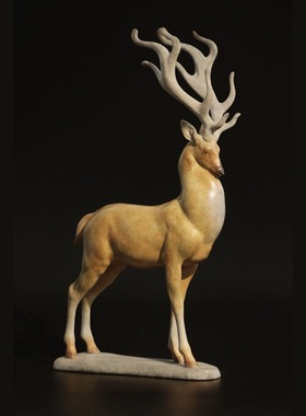 福寿有鹿如风玄关柜艺术品