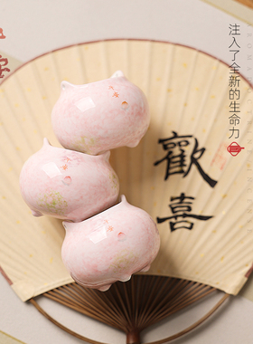 桃粉手绘迷你小香炉线香底座香插