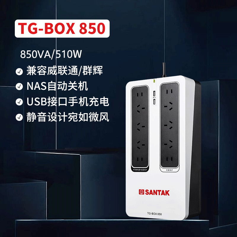 山特UPS不间断电源 便携式ups静音家用电脑USB通讯TG-BOX850 510W - 图0