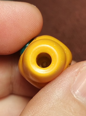 格桑花款13*21mm黄色料器树脂手工款红绿镶嵌咒点三通佛头配件款