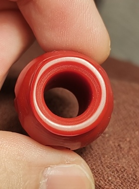藏系文玩23mm红色料器树脂手工制作咒点大尺寸佩珠隔珠一物一图珠