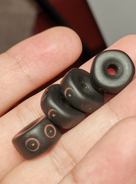 西藏文玩13.5-14mm左右墨黑色石隔片隔珠限量款小咒点佩珠百搭diy