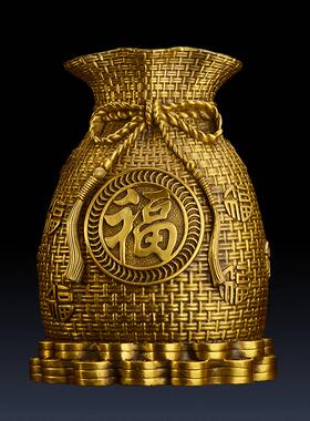 铜存钱罐摆件f铜金属存钱袋家居客厅装饰品福袋招财储蓄罐聚厂家