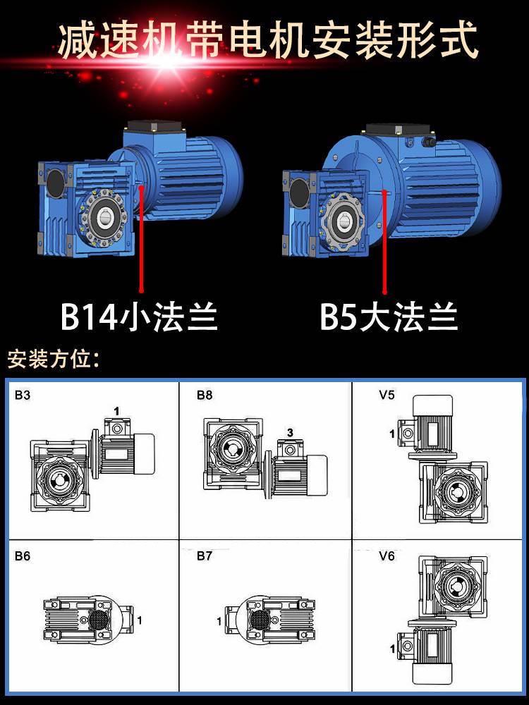 新品nmrv蜗轮减速机带电机三相380v涡轮蜗杆rv405063直角减速器一 - 图0