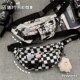 Japanese ins Harajuku dark style checkerboard checker workwear chest bag for women Korean versatile crossbody bag girl waist bag trend